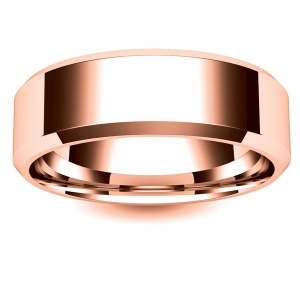 Flat Court Chamfered Edge - 7mm (CEI7-R) Rose Gold Wedding Ring